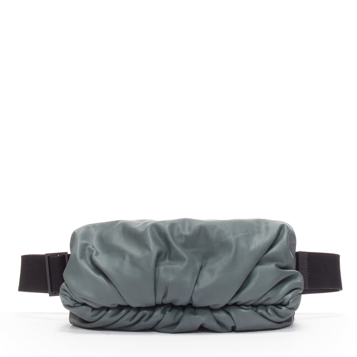 BOTTEGA VENETA The Body pouch grey smooth leather black sport strap waist bag