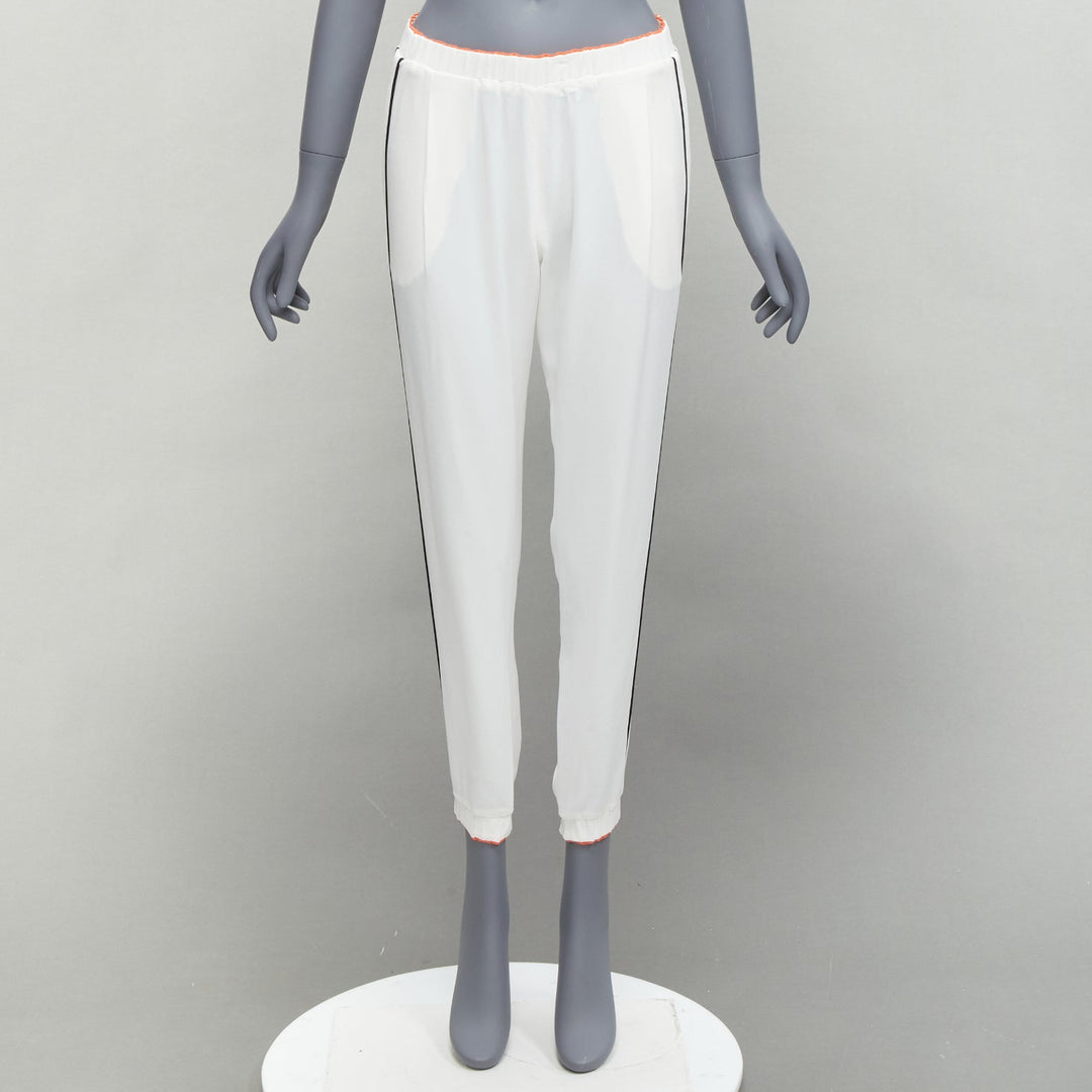 FENDI white silky black orange trims casual jogger pants IT36 XXS