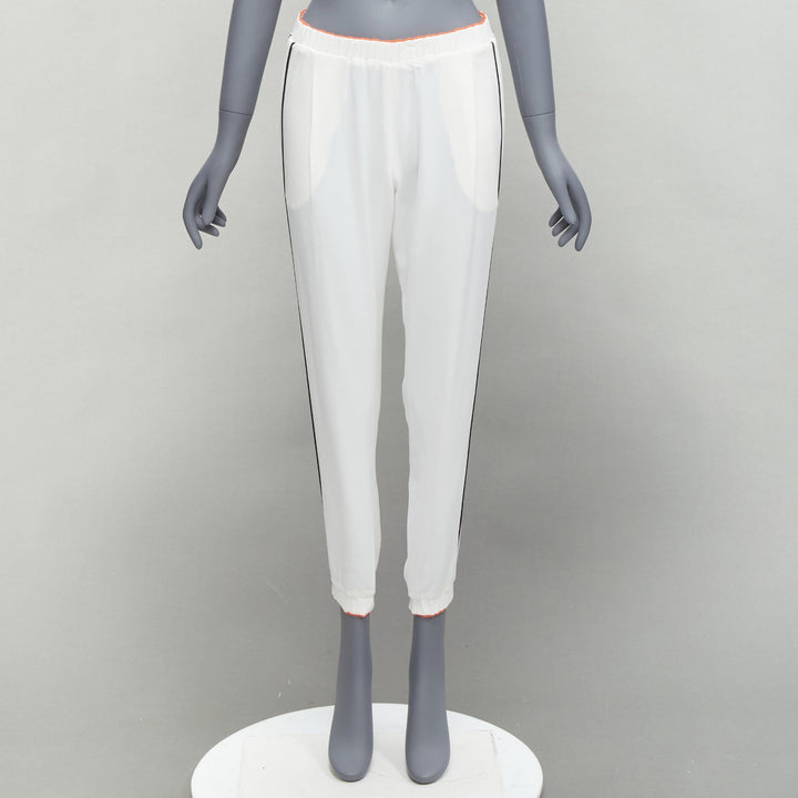 FENDI white silky black orange trims casual jogger pants IT36 XXS