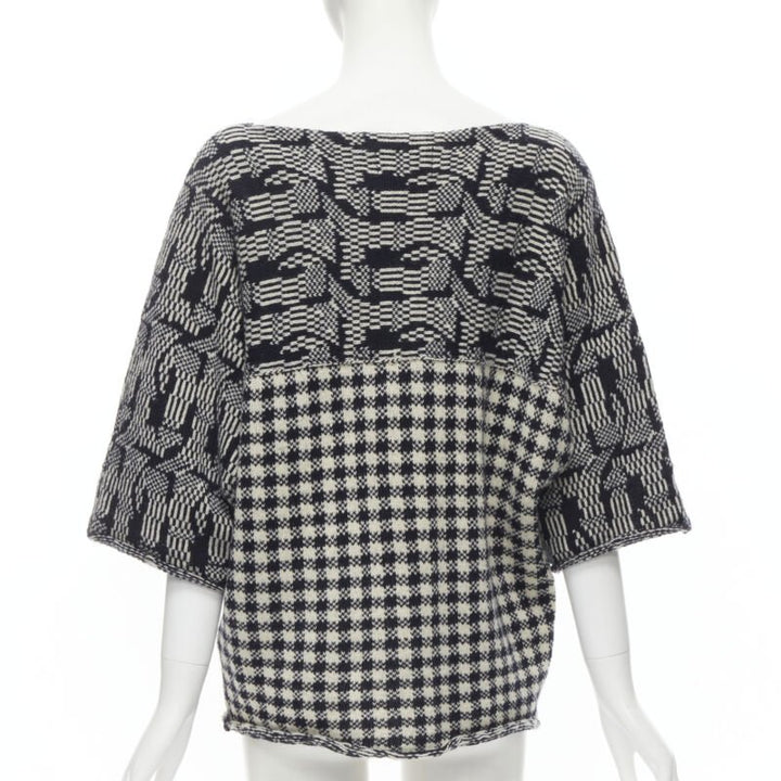 COMME DES GARCONS Tricot Vintage 1980s grey intarsia checker sweater M