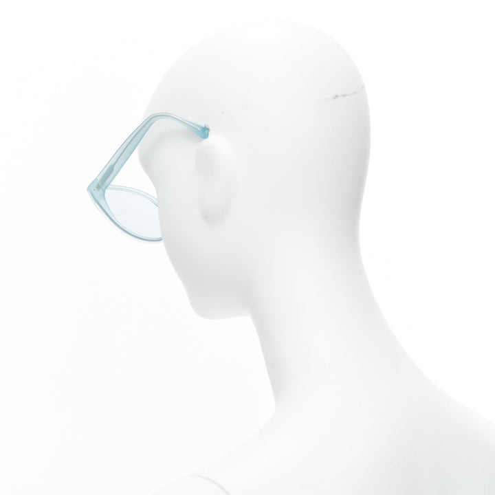 LINDA FARROW LFL656/9 blue acetate clear lens oversized sunglasses