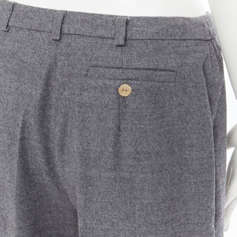 SPORTMAX grey virgin wool blend concealed front pocket wide leg pants US12 29"