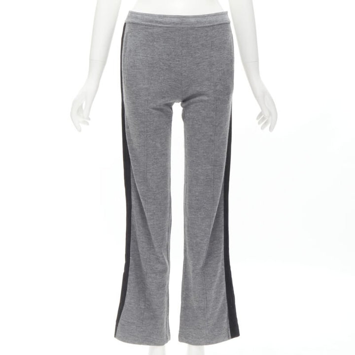 GUCCI grey viscose cotton black side tape wide sweat pants XS