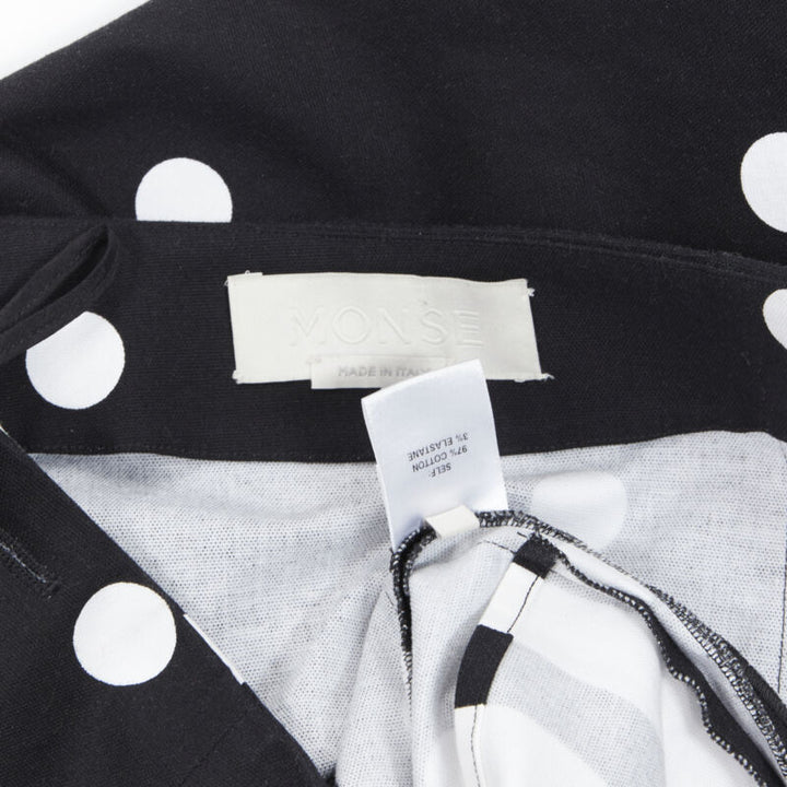 MONSE black white polka dot stif cotton button side pencil skirt US0 26"