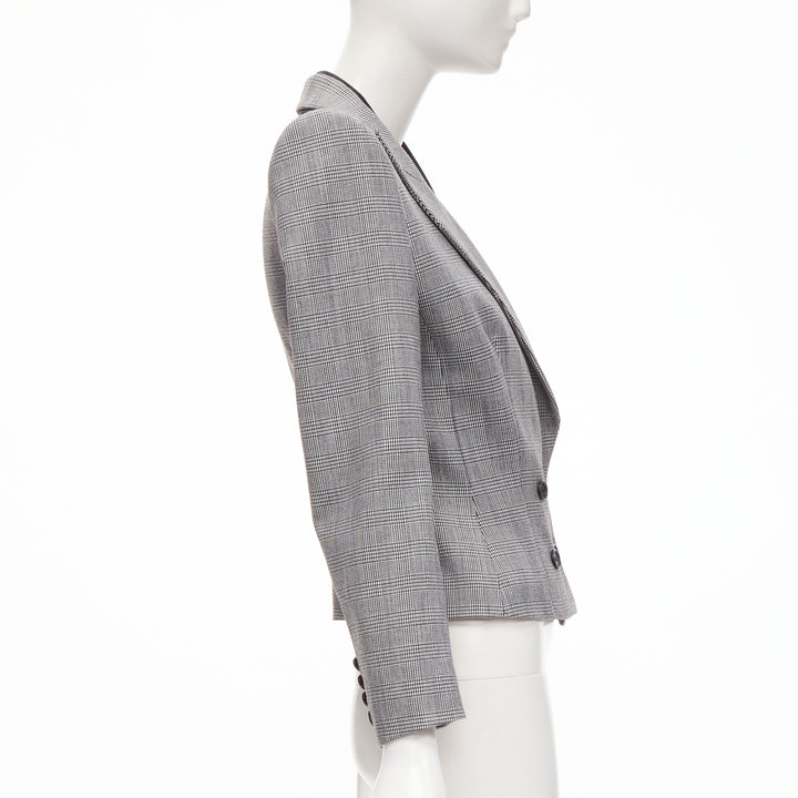 ALEXANDER MCQUEEN 1990 Vintage grey houndstooth layer collar power blazer IT40 S