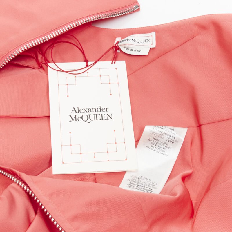 ALEXANDER MCQUEEN 2021 pink taffeta zip front fit flared dress IT38 S