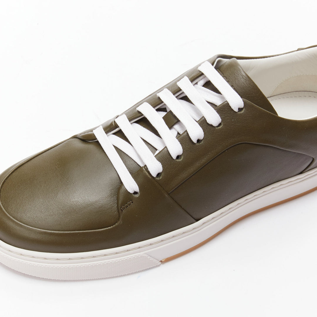 BOTTEGA VENETA Speedster khaki green calf leather low top sneakers EU39.5