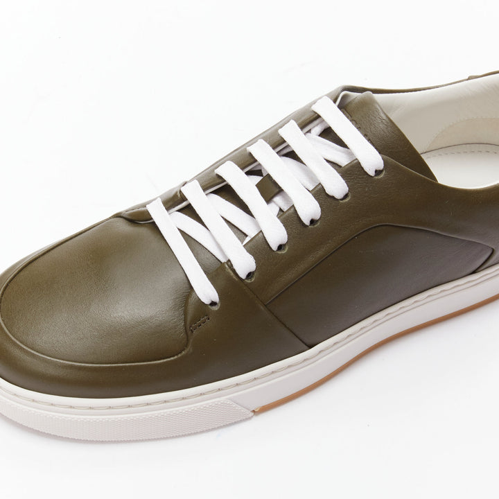 BOTTEGA VENETA Speedster khaki green calf leather low top sneakers EU39.5