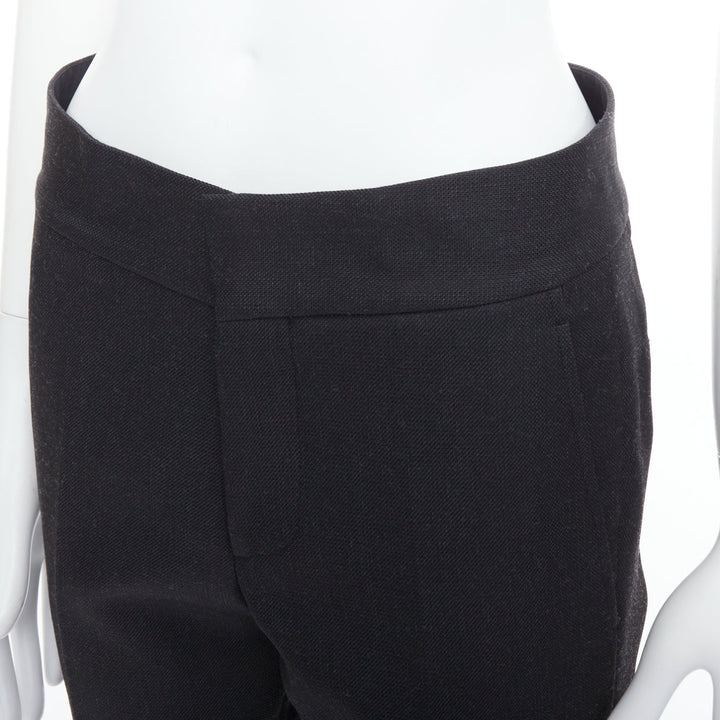 LANVIN dark grey cotton blend concealed fly tapered trousers FR44 XS