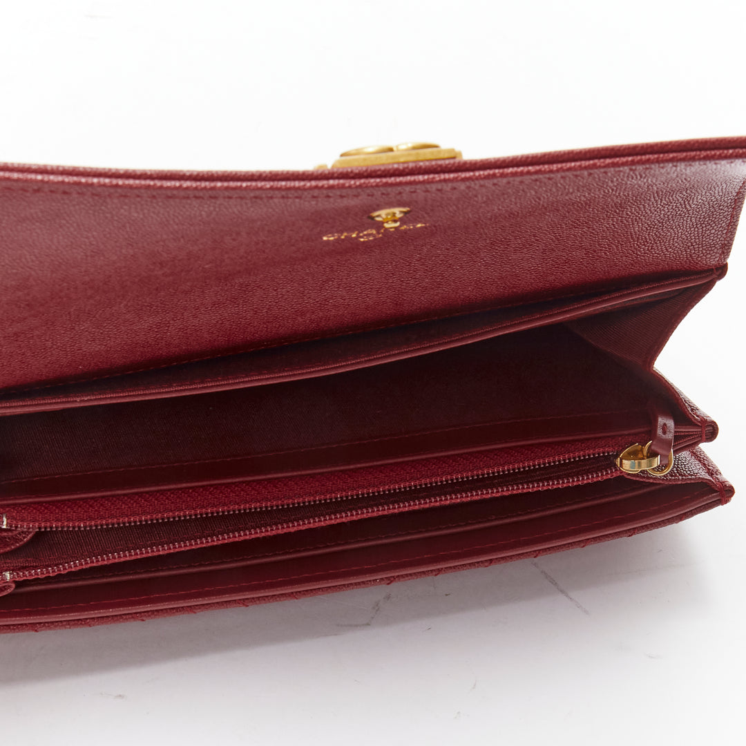 CHANEL Boy chevron red caviar gold CC logo flap long wallet