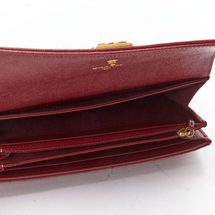 CHANEL Boy chevron red caviar gold CC logo flap long wallet