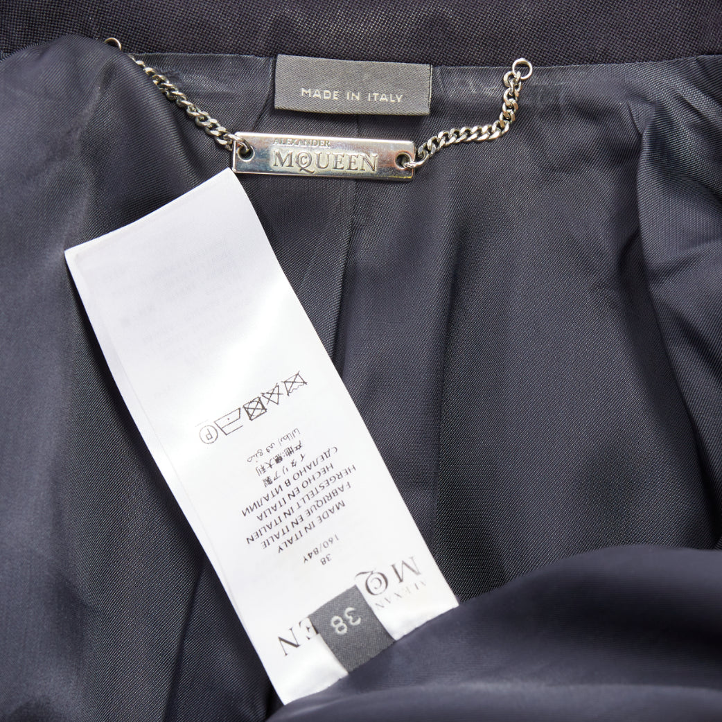 ALEXANDER MCQUEEN 2017 navy wool layered double collar blazer jacket IT38 XS