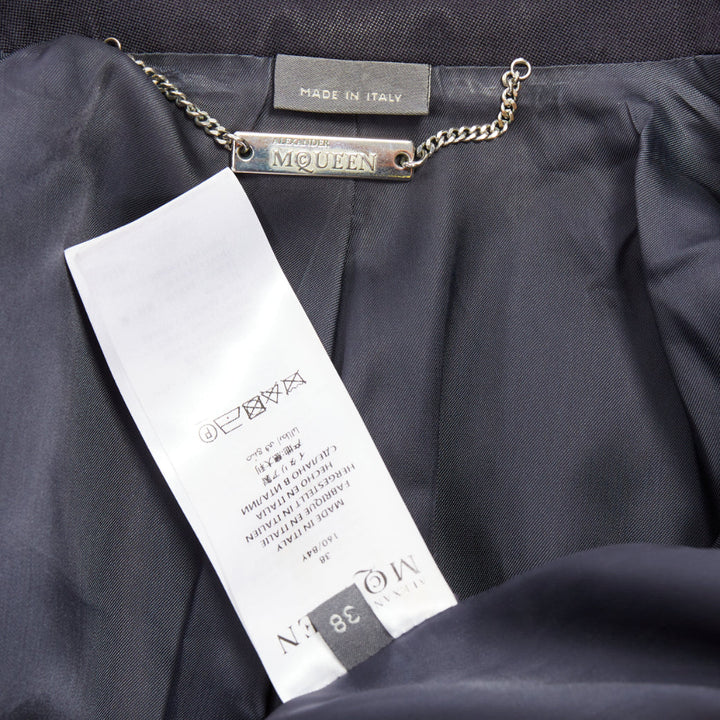 ALEXANDER MCQUEEN 2017 navy wool layered double collar blazer jacket IT38 XS