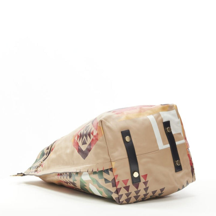 rare SACAI PENDLETON aztec ethnic print brown leather foldover tote bag