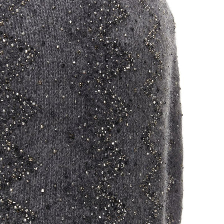 SAINT LAURENT 2018 mohair wool crystal rhinestone embellished sweater M