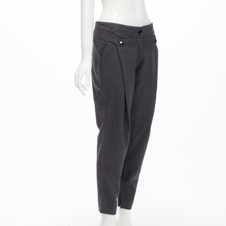 STELLA MCCARTNEY 100% wool grey houndstooth structural pleat  pants IT38 XS