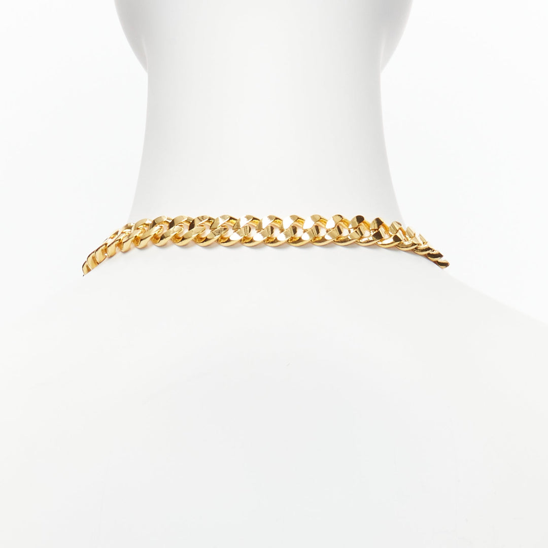TOGA ARCHIVES clear crystal jewel gold metal bar chain necklace