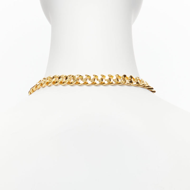 TOGA ARCHIVES clear crystal jewel gold metal bar chain necklace