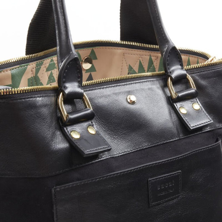 rare SACAI PENDLETON aztec ethnic print brown leather foldover tote bag