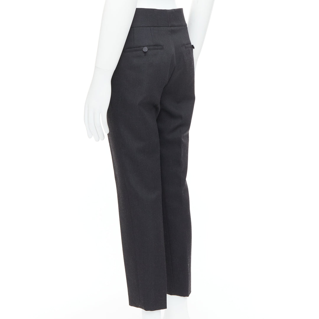 LANVIN dark grey cotton blend concealed fly tapered trousers FR44 XS
