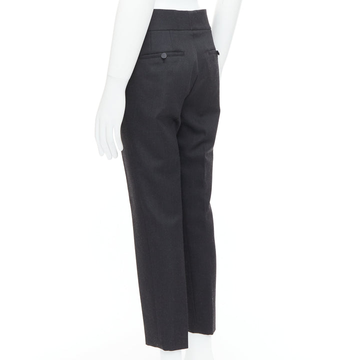 LANVIN dark grey cotton blend concealed fly tapered trousers FR44 XS