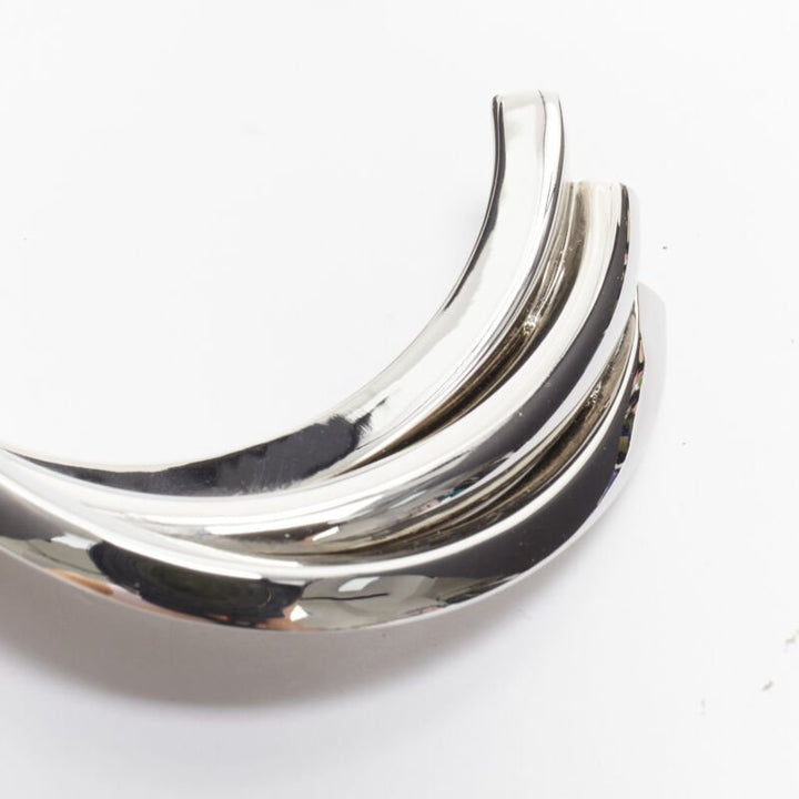 SAINT LAURENT Hedi Slimane silver brass architectural triple twist cuff bracelet