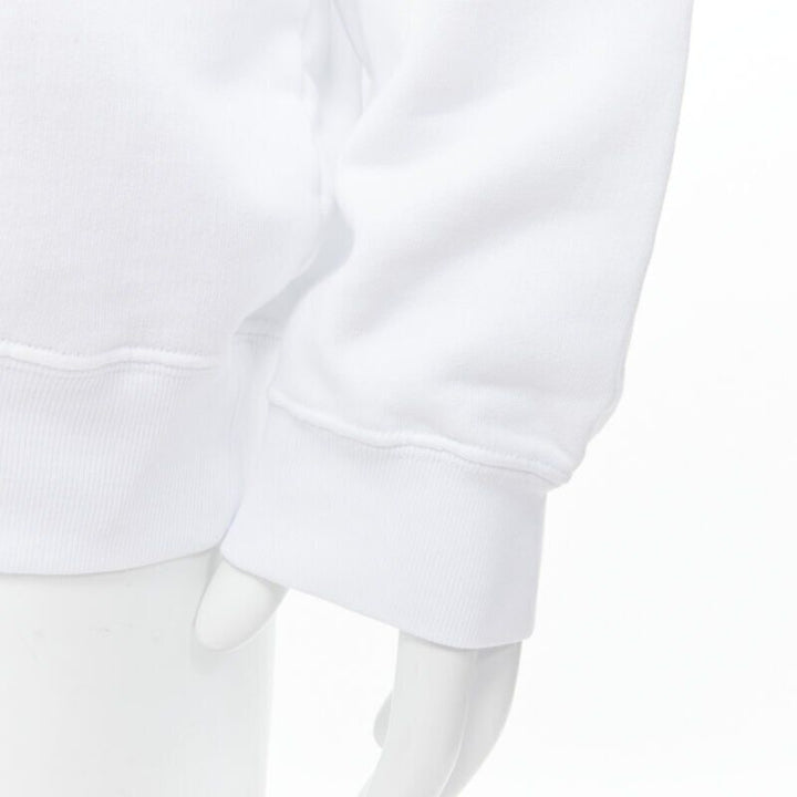 BALENCIAGA 2018 black Gothic Tattoo logo embroidery white cotton hoodie M