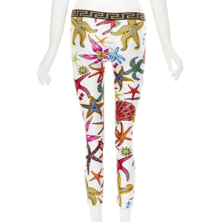 VERSACE Kids Tresor De La Mer print Greca leggings 12A XS
