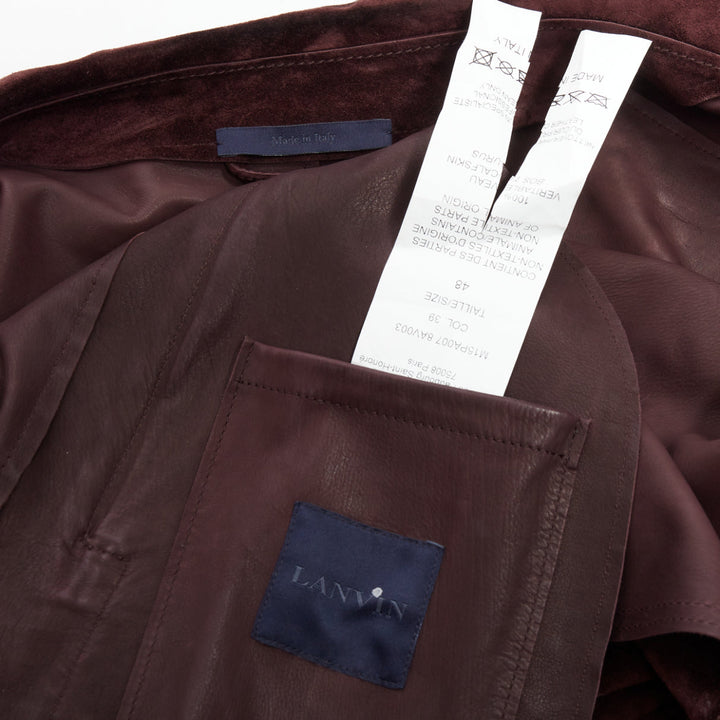 LANVIN brown vegetable calfskin suede double breasted jacket FR48 M