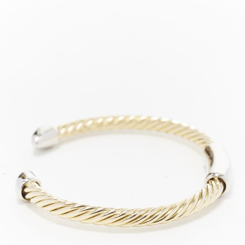vintage BVLGARI JEWELLERY 18k yellow gold white gold stud twist bangle cuff