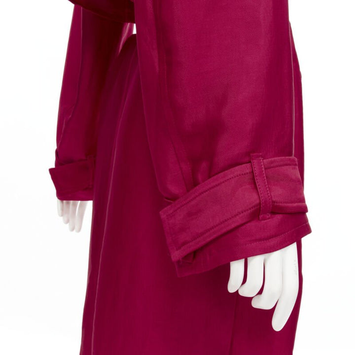 HAIDER ACKERMANN Fuschia pink linen rayon flap layered robe coat FR34 XS