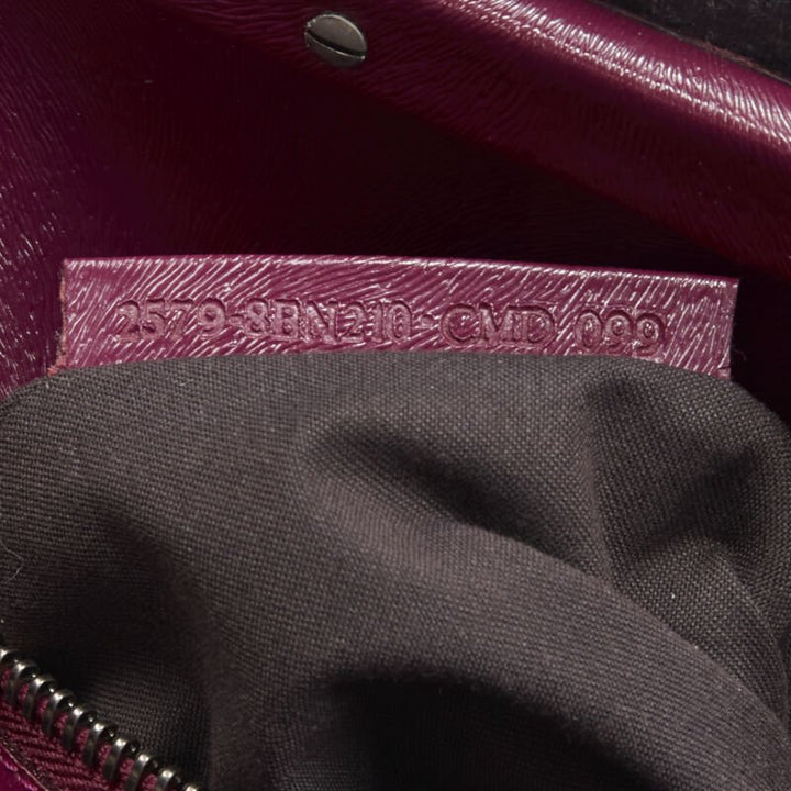 rare FENDI Peekaboo grey wool burgundy textured leather shoulder satchel bag