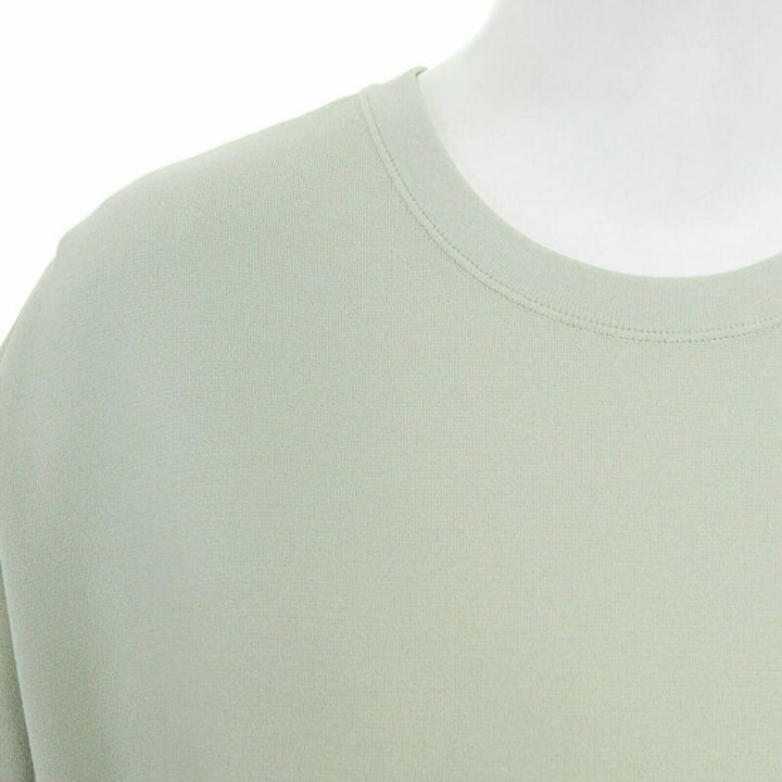 VALENTINO pastel green cotton crepe floral lace pleated back mini dress L