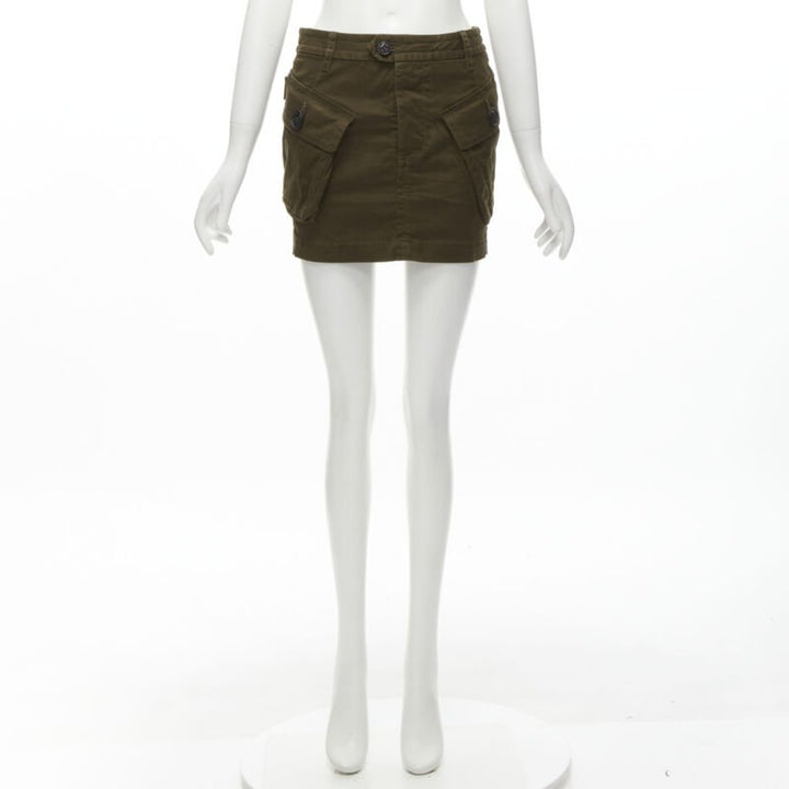 DSQUARED2 2020 dark green oversized cargo pocket mini skirt IT36 XXS