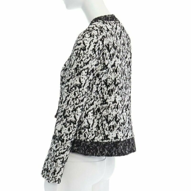 runway PROENZA SCHOULER 2011 white black boucle hook eye cropped jacket US4 S