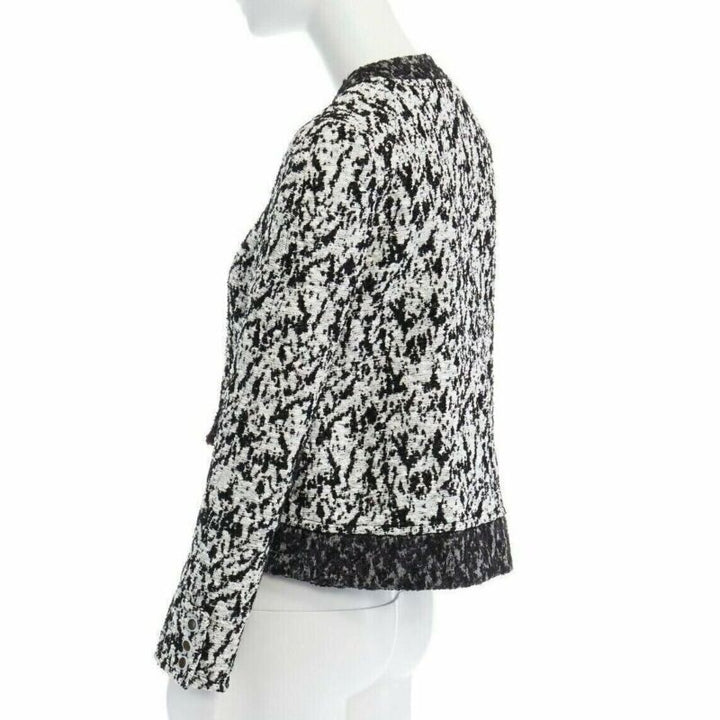 runway PROENZA SCHOULER 2011 white black boucle hook eye cropped jacket US4 S