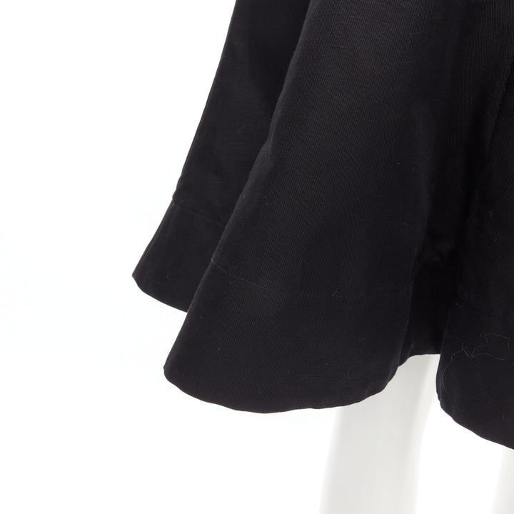 MARNI black cotton linen asymmetric step hem pleated flared skirt IT42 S