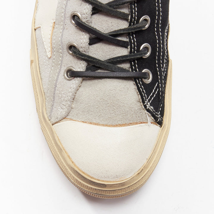 GOLDEN GOOSE VSTAR2 bicolor grey black distressed leather sneakers EU40