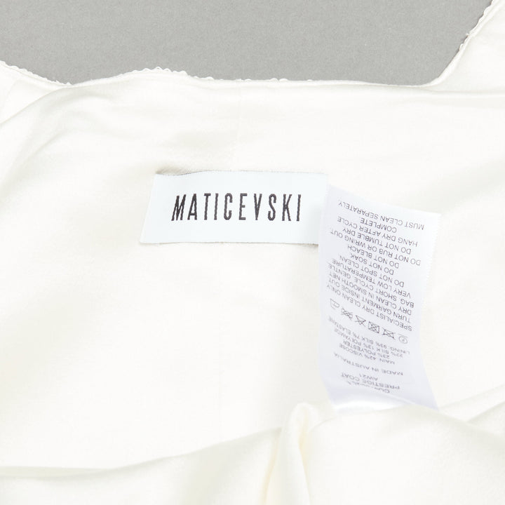 MATICEVSKI 2021 Prestige cream 3D collar pocketed side slit coat AUS10 S