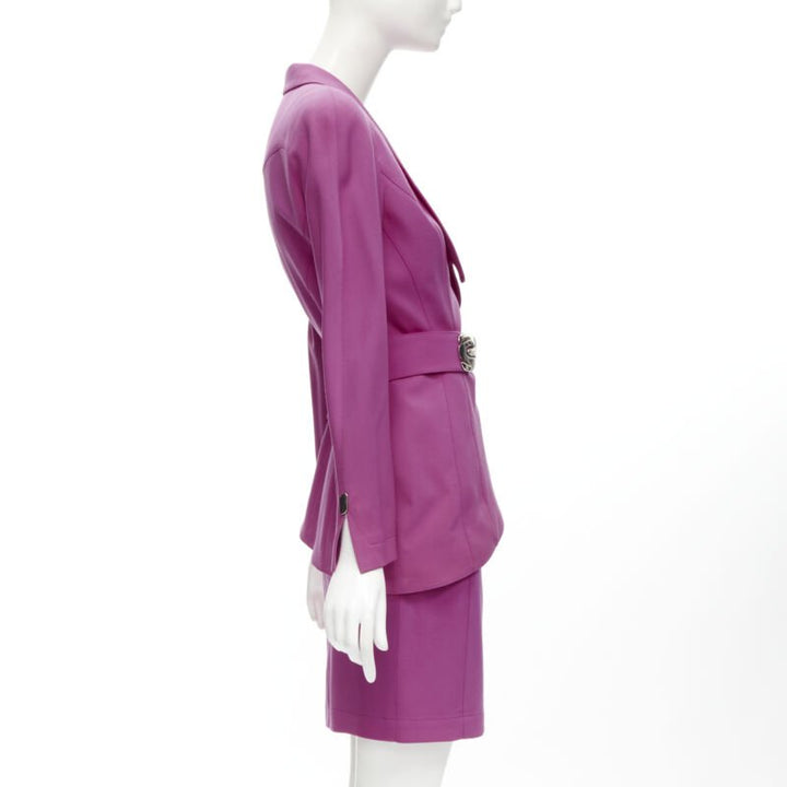THIERRY MUGLER Vintage pink space age curved lapel metal buckle blazer IT9AT S