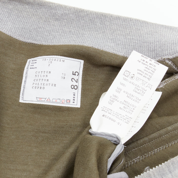 SACAI grey jersey contrast sleeves casual bomber jacket JP2 M