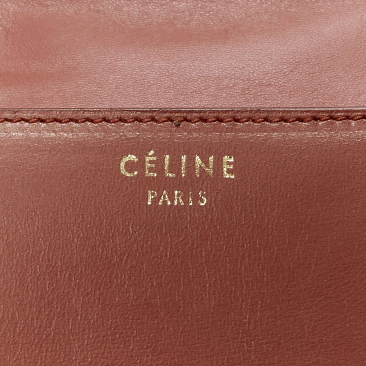 CELINE Classic Box tan brown calfskin gold clasp adjustable crossbody bag Small