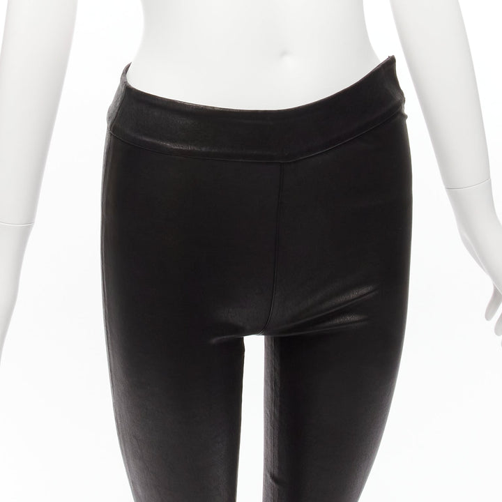 FRAME black genuine lambskin leather flared cropped pants US2 S