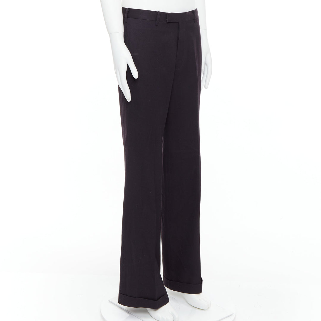 YOHJI YAMAMOTO Y's dark brown wool cotton blend wide pants JP4 XL