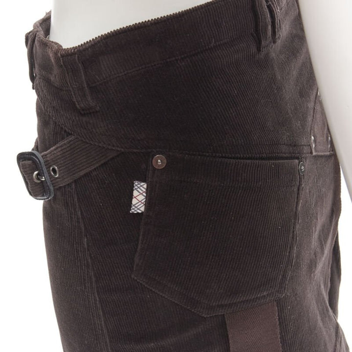 BURBERRY LONDON brown corduroy deconstructed trench mini skirt UK6 US4 S