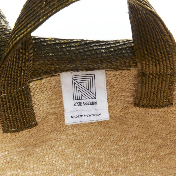 Runway ROSIE ASSOULIN Oversized East West green ruffle raffia basket bag