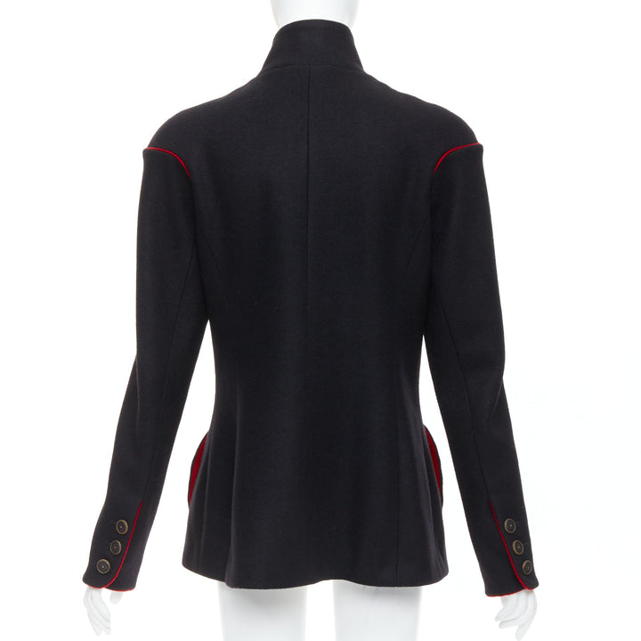 rare CHANEL 2015 Runway Edelweiss flower embroidery circle pocket wool coat FR42