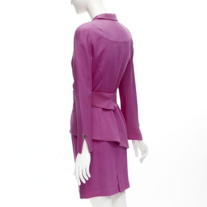 THIERRY MUGLER Vintage pink space age curved lapel metal buckle blazer IT9AT S