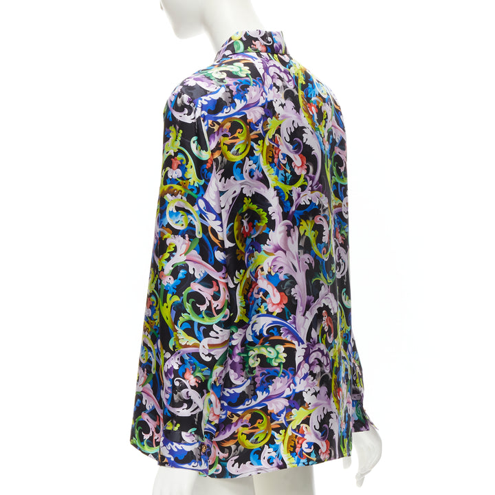 VERSACE 2021 Runway Baroccoflage 100% silk gold Medusa shirt IT42 M