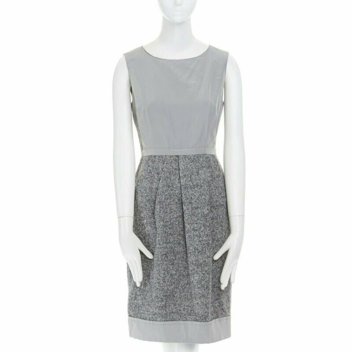 MAX MARA grey polyamide speckle wool skirt sleeveless work dress US8 FR40 M